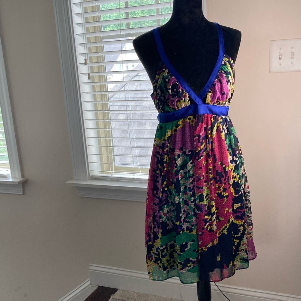 Multicolor V-Neck Women's Dress